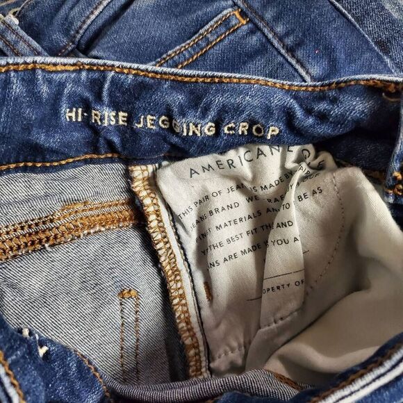 American Eagle Outfitters High Rise Distressed Skinny Jeans Size 0 Button Fly Fr - Picture 7 of 9